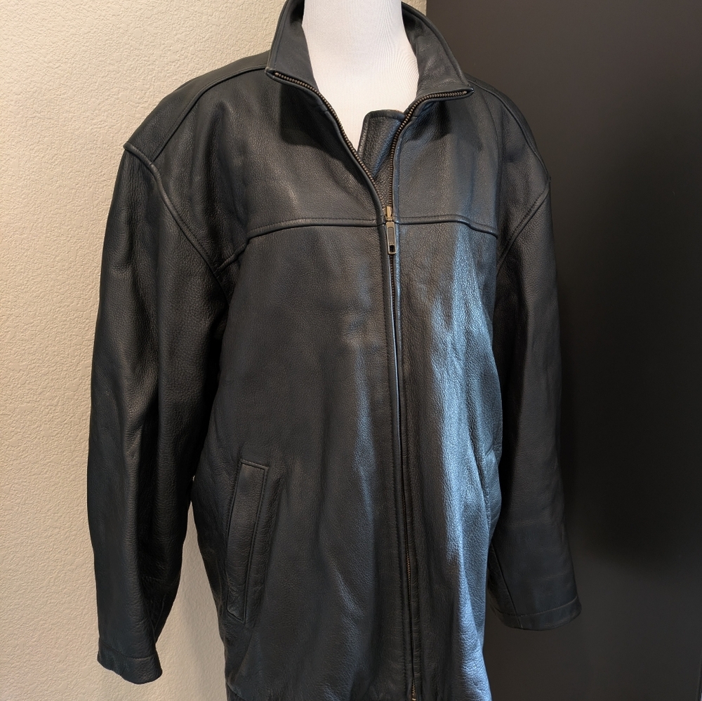 The Territory Ahead Leather Jacket Men’s L Black Brown Two-Tone Vintage Moto